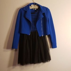 Total Girl Blue and Black Dress with Jacket